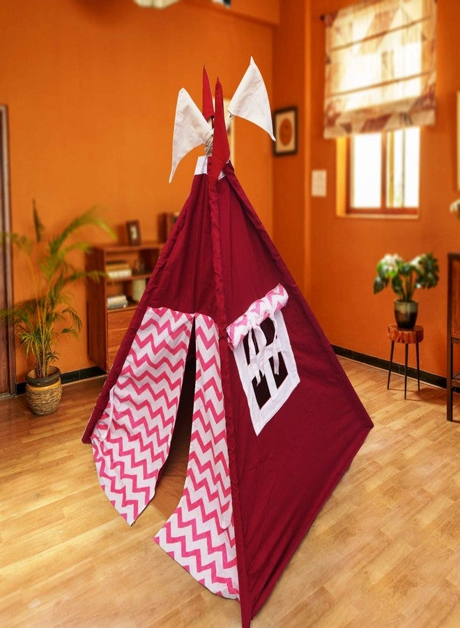 CREATIVE TEXTILES Tent House for Kids Lightweight Folding Camping Kids Children's Indoor Outdoor Pop Up Teepee Play Tent House Toy for 3 to 10 Year Kids Colour : Red with Pink - Image 5